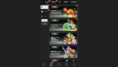 P999 Game mobile app homepage showing games, jackpot, and invite bonus offer.