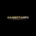 Gameistan pkr official logo with website link gameistanpkr.com on a black background