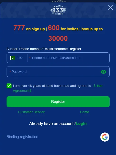 j33 game login & register